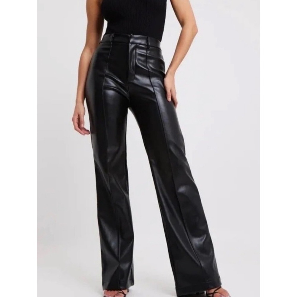 Boa Vegan Leather Wide Leg Black Trousers Size Medium